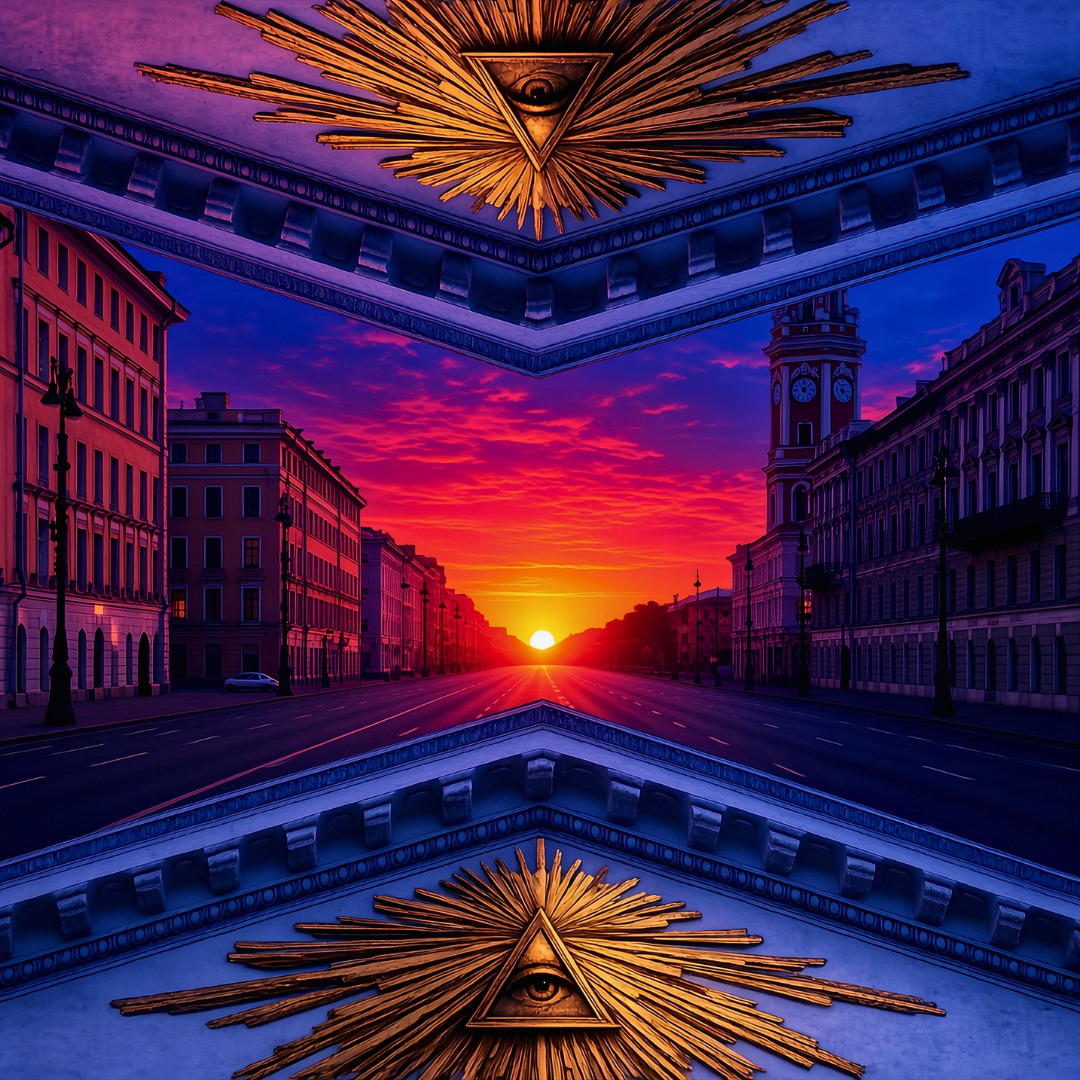 Sunset and sunrise with the all-seeing eye.