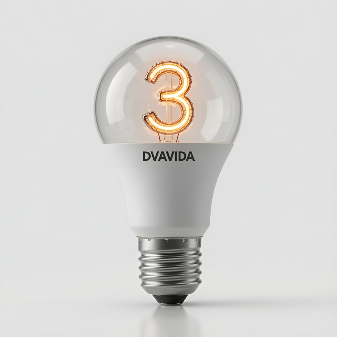 A light bulb featuring an 3-shaped heating filament.