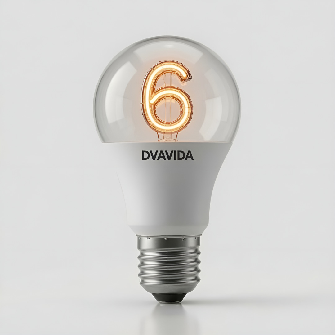 A light bulb featuring an 6-shaped heating filament.