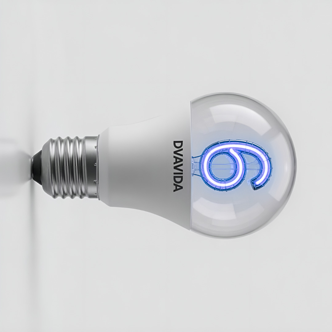 A light bulb featuring an 9-shaped heating filament.