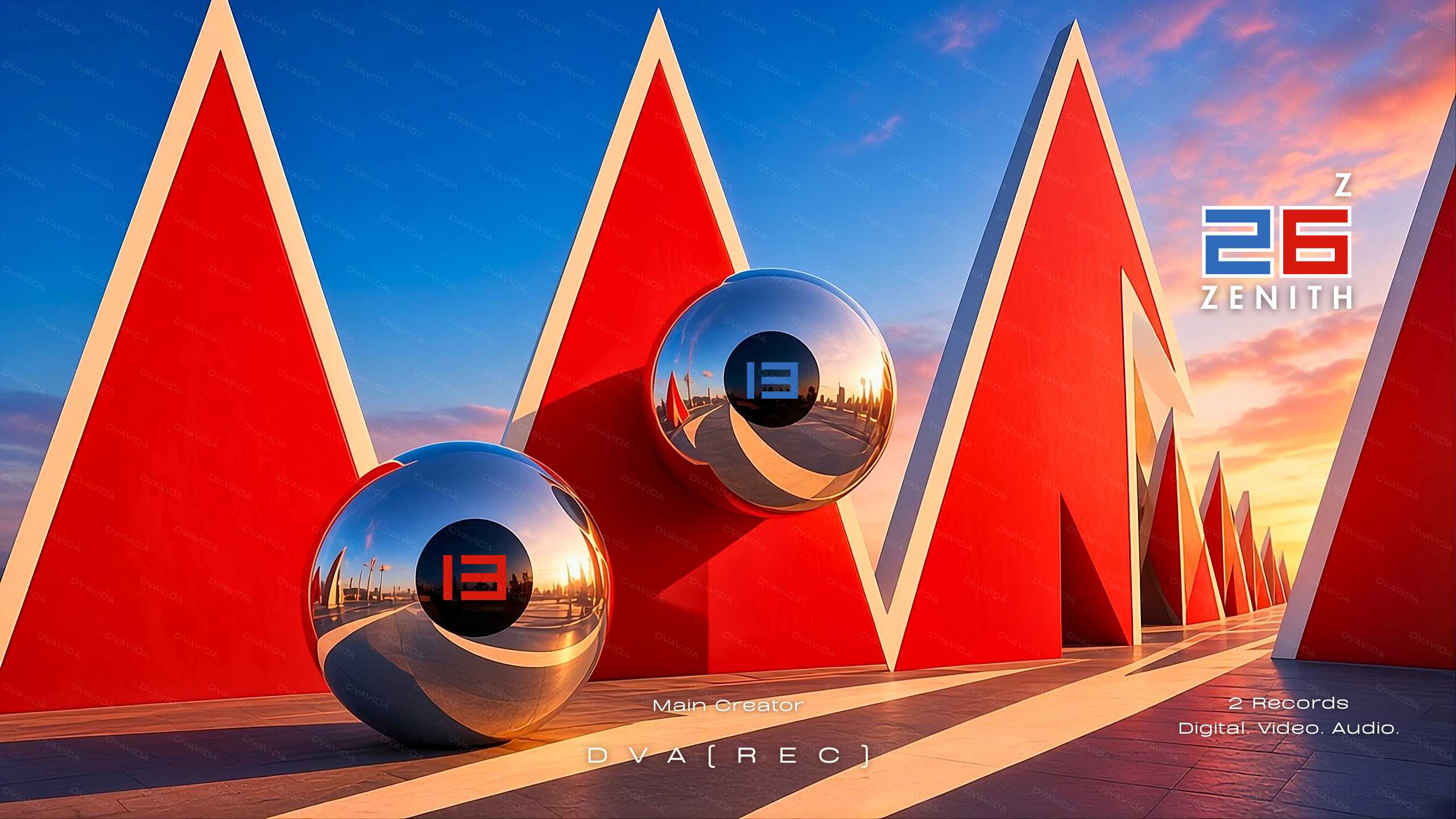 Image of a sunset and sunrise with two bowling balls.