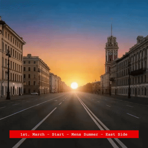 Sunset and sunrise on the street